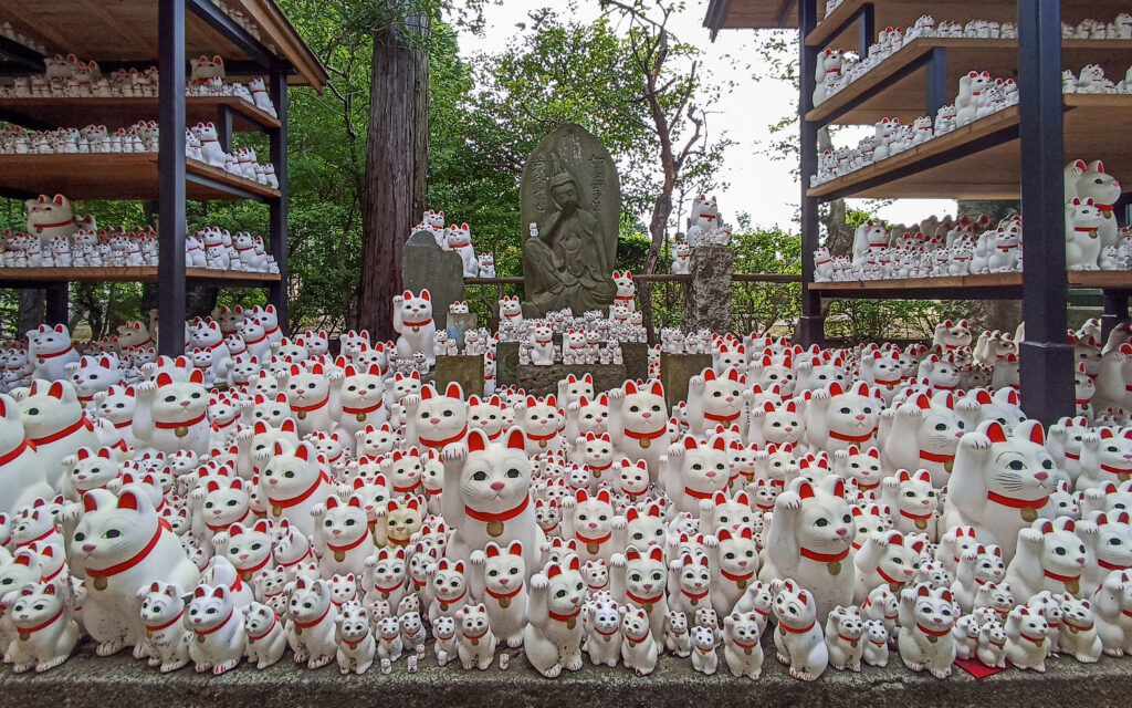 kočičí chrám Gotokuji, Japonsko