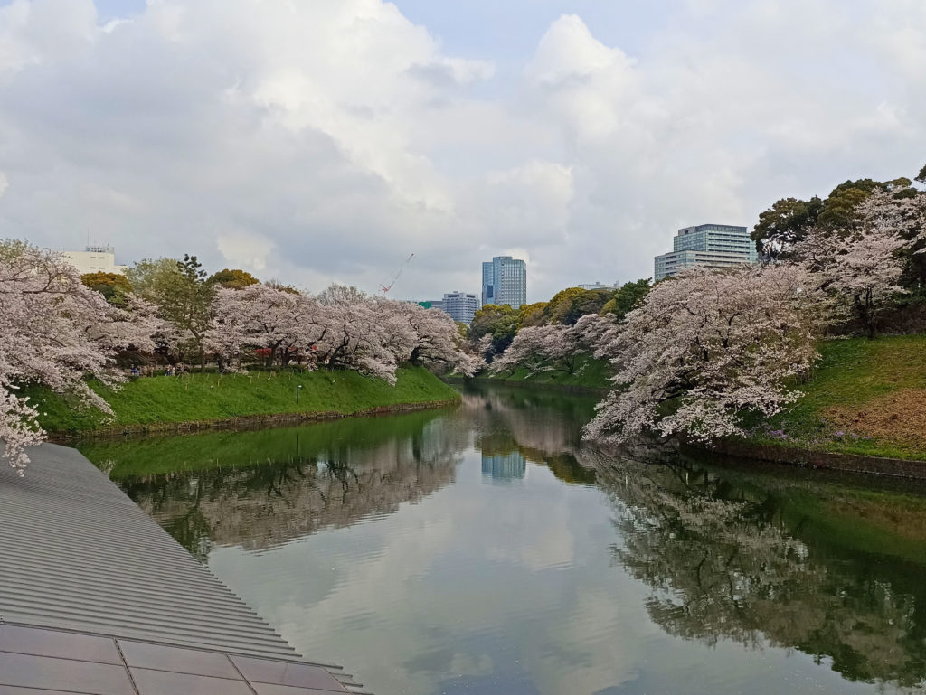 Císařský palác a příkop na jaře, Tokio