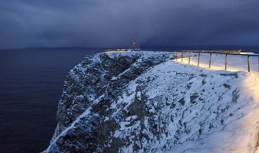 Norkapp v zimě, nejsevernější bod Evropy, Norsko