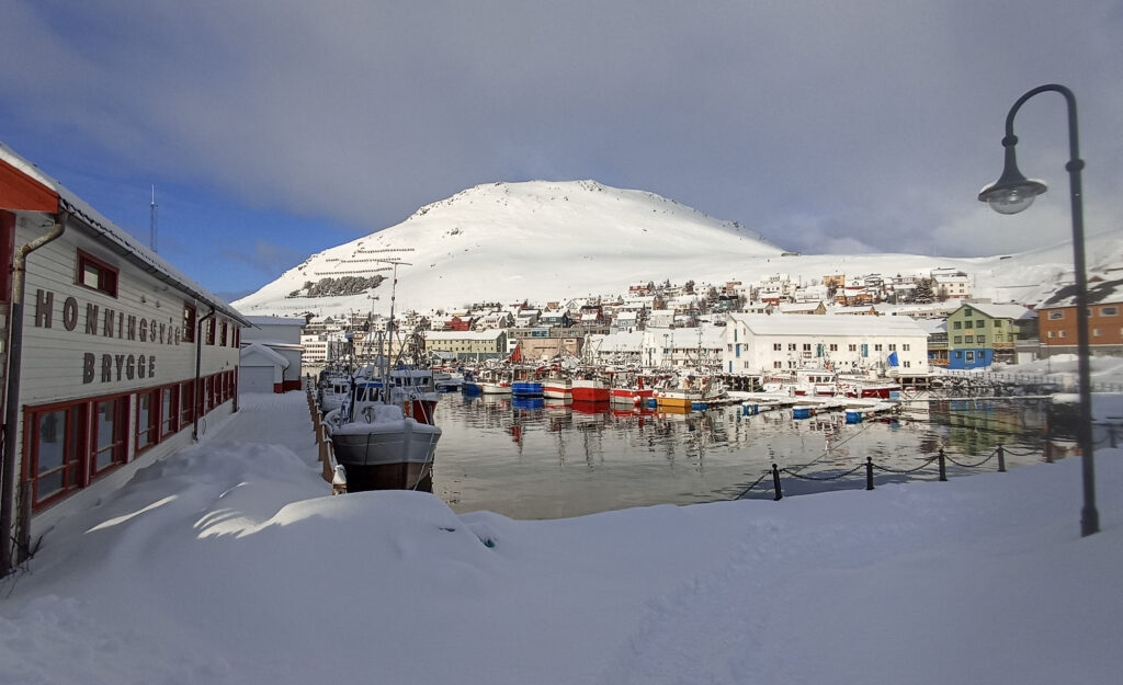 Honningsvåg v zimě, Norsko