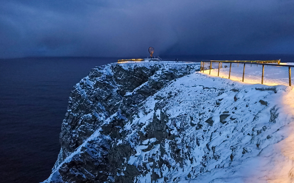 nordkapp v zimě, norsko